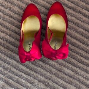 Nine West Women's Vibrant Red Heels with Bow